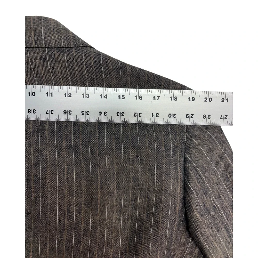Andrea Caracciolo 44L 54 38x33 100% Linen Delave Stripe Sartoriale Italy Suit